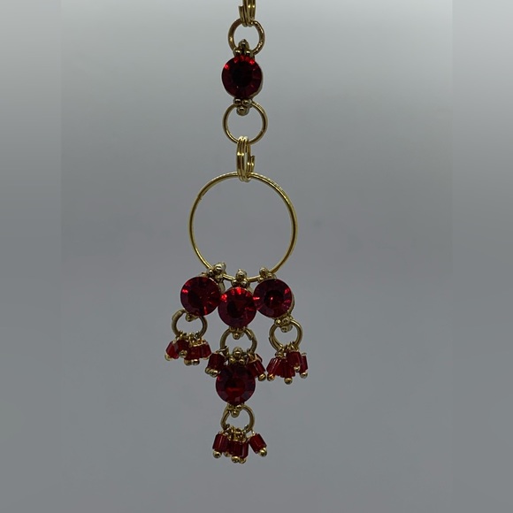 Yellow Gold Tone Pendant With Red Stones - Picture 5 of 6